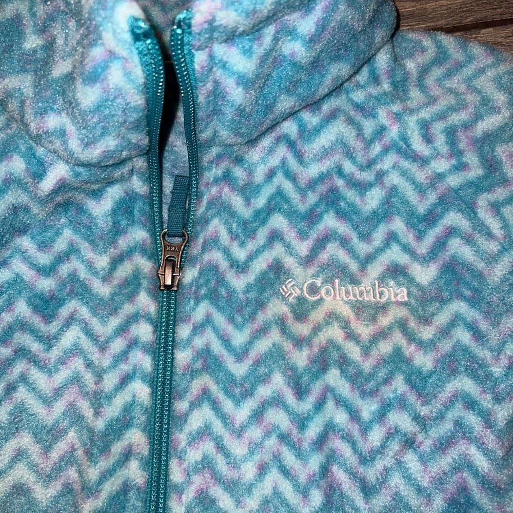 Girls Columbia Full Zip Fleece Jacket Teal Size Large